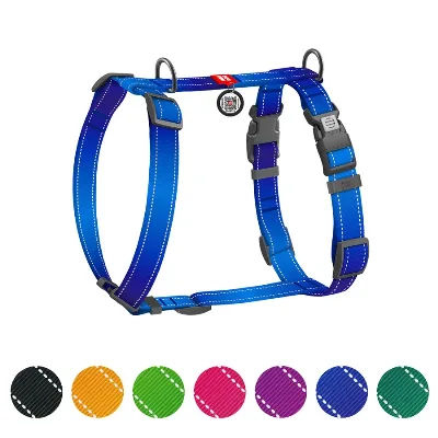 Шлея для собак анатомічна H-подібна, світловідбивна, XL, синій WAUDOG Nylon Mono Anatomic Harness
