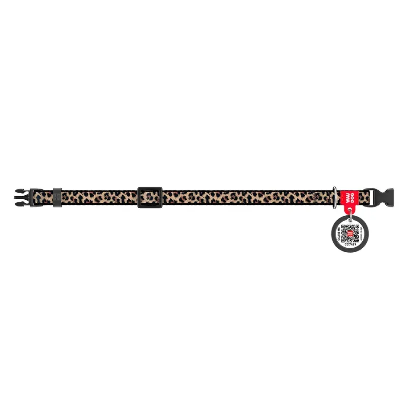 Нашийник для котів та дрібних порід собак нейлоновий «Леопард», XS WAUDOG Nylon Collar Leopard