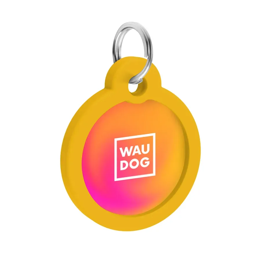 Адресник для собак і котів металевий, коло «Градієнт помаранчевий», L WAUDOG Smart ID Tag Orange Gradient