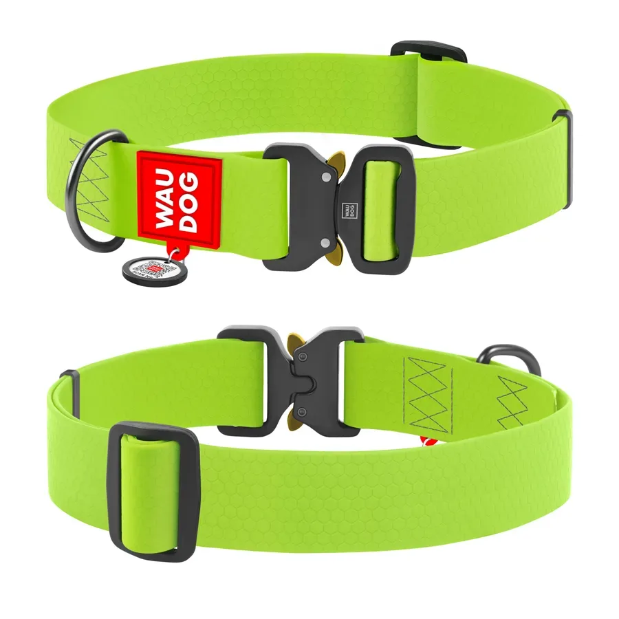 Нашийник для собак водостійкий, металева пряжка, XXL, салатовий WAUDOG Waterproof Collar