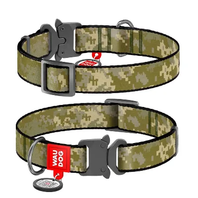 Нашийник для собак нейлоновий «Мілітарі», металева пряжка, L WAUDOG Nylon Collar Military