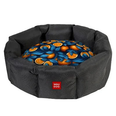 Лежанка для собак «Апельсини», M WAUDOG Relax Pet Bed with Cushion Oranges