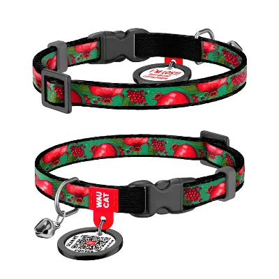 Нашийник для котів нейлоновий «Гранати», XS WAUCAT Nylon Collar Pomegranates