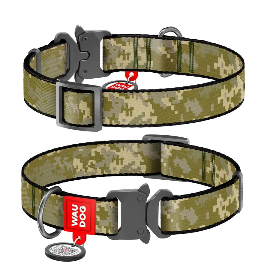 Нашийник для собак нейлоновий «Мілітарі», металева пряжка, XL WAUDOG Nylon Collar Military