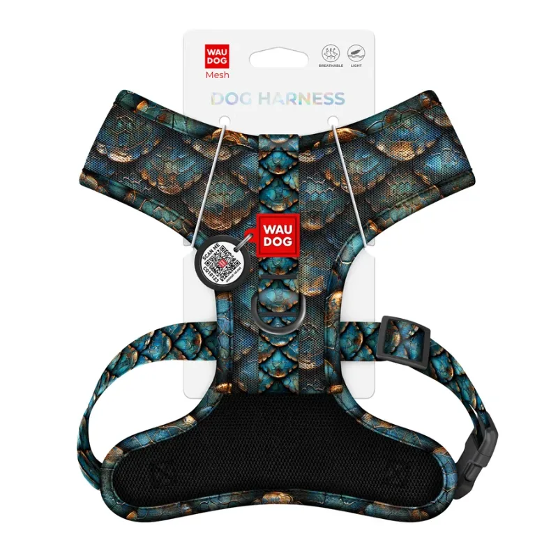 Шлея для собак дихаюча «Луска», S WAUDOG Mesh Soft Harness Scales