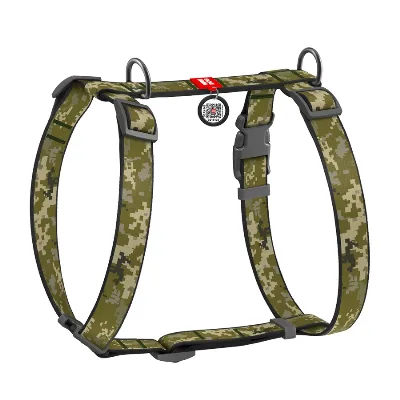 Шлея для собак анатомическая H-образная «Милитари», L WAUDOG Nylon Anatomic Harness Military