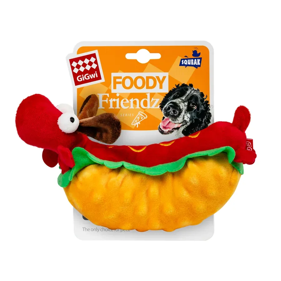 Игрушка для собак Хот-Дог с пищалкой, текстиль, плюш, 24 см GiGwi Foody Friends Hot Dog Toy