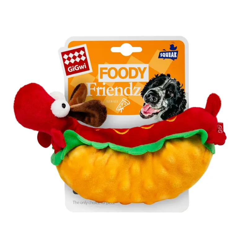Игрушка для собак Хот-Дог с пищалкой, текстиль, плюш, 24 см GiGwi Foody Friends Hot Dog Toy