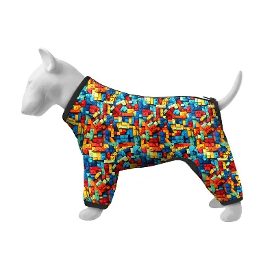 Ветровка для собак «Блоки», S35 WAUDOG Clothes Dog Windbreaker Blocks
