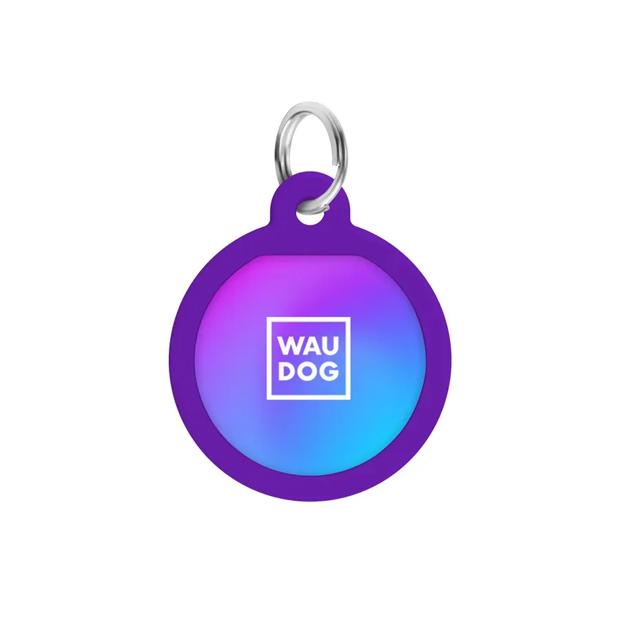 Адресник для собак и котов металлический, круг «Градиент фиолетовый», S WAUDOG Smart ID Tag Purple Gradient
