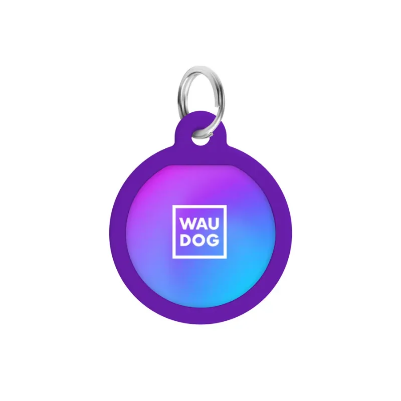 Адресник для собак и котов металлический, круг «Градиент фиолетовый», S WAUDOG Smart ID Tag Purple Gradient
