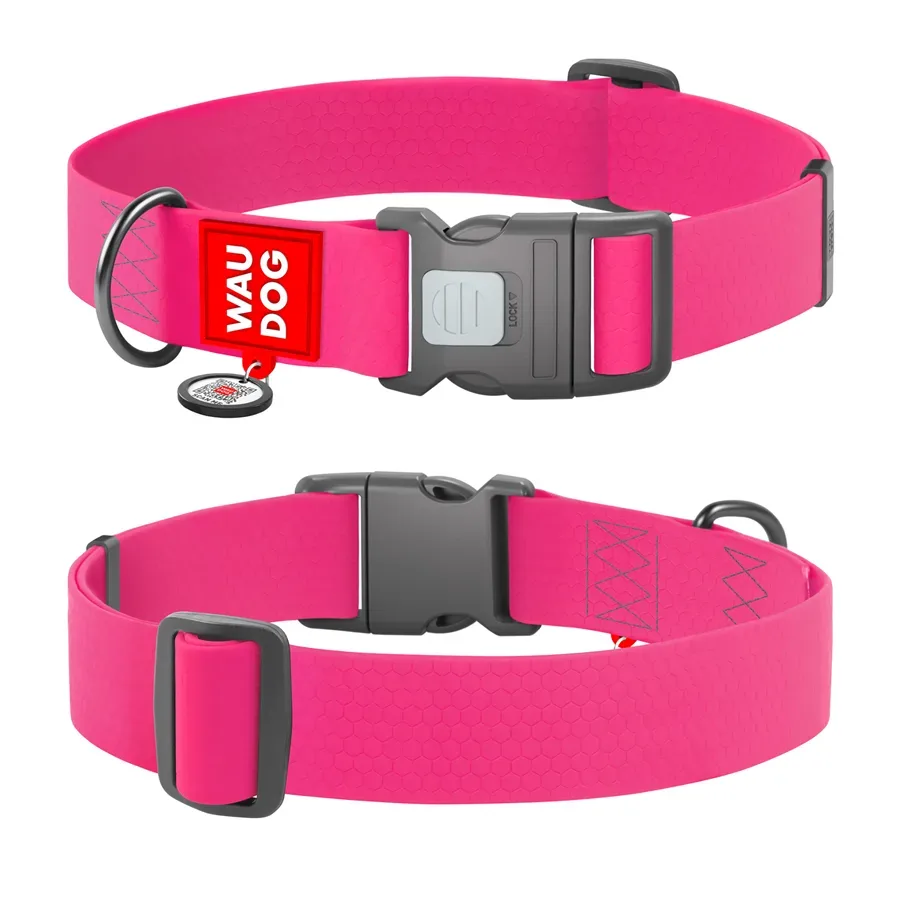 Нашийник для собак водостійкий, пластикова пряжка, XXL, рожевий WAUDOG Waterproof Collar