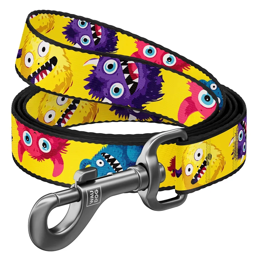 Поводок для собак нейлоновый «Мохнатые монстры», 15 мм × 122 см, S WAUDOG Nylon Leash Furry Monsters