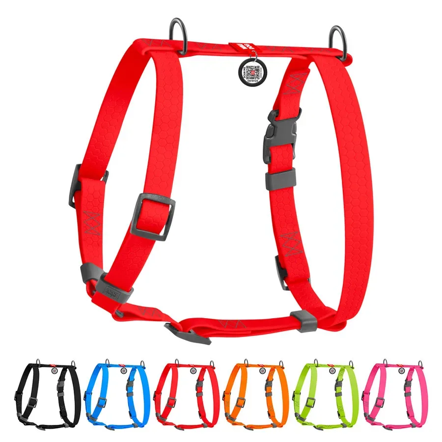 Шлея для собак водостійка анатомічна Н-подібна, M, червоний WAUDOG Waterproof Anatomic Harness
