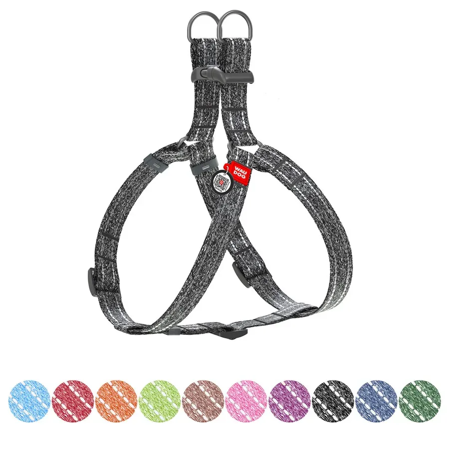 Шлея з відновленої бавовни, світловідбивна, L, сірий WAUDOG Re-cotton Harness