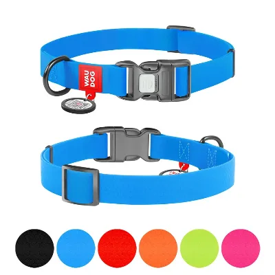 Нашийник для собак водостійкий, пластикова пряжка, L, блакитний WAUDOG Waterproof Collar