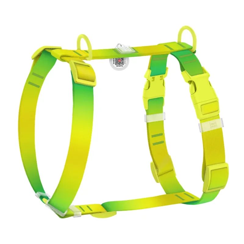 Шлея для собак анатомічна H-подібна, градієнт, M, салатовий WAUDOG Nylon Recycled Harness