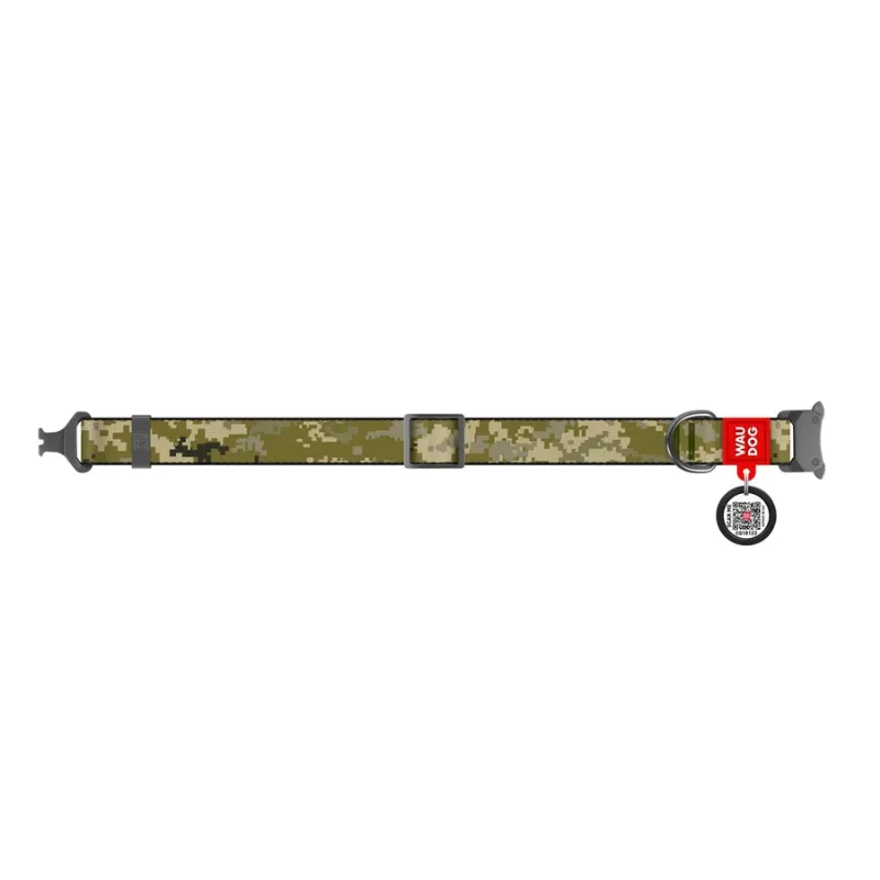 Ошейник для собак нейлоновый «Милитари», металлическая пряжка, S WAUDOG Nylon Collar Military