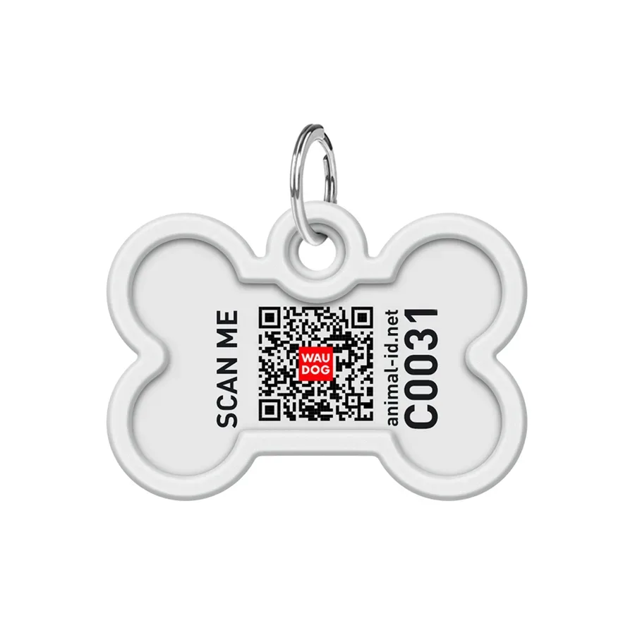 Адресник для собак и котов металлический, кость «Бэтмен узор», M WAUDOG Smart ID Tag Batman Pattern
