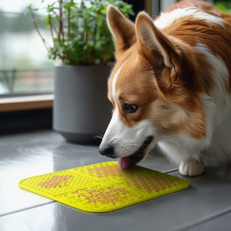 Коврик для слизывания, 190х190х10 мм, желтый WAUDOG Silicone Lick Mat