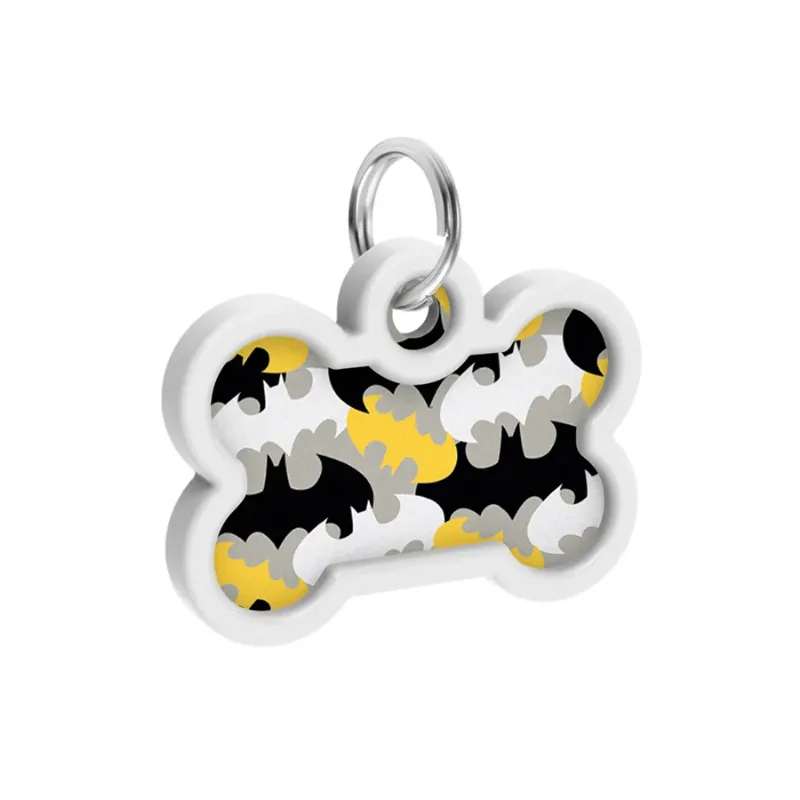 Адресник для собак и котов металлический, кость «Бэтмен узор», M WAUDOG Smart ID Tag Batman Pattern