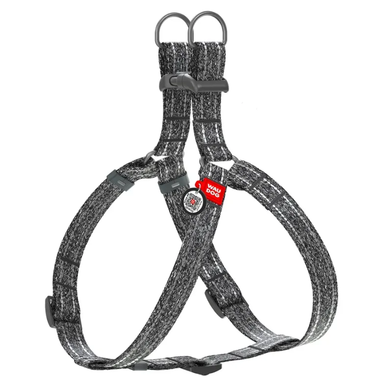 Шлея из восстановленного хлопка, светоотражающая, S, серый WAUDOG Re-cotton Harness