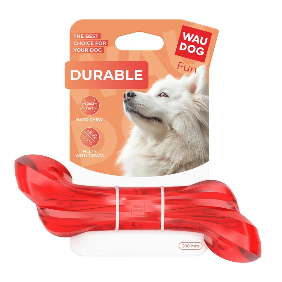 Игрушка для собак Кость, термопластичная резина, 200 мм, красный WAUDOG Fun Durable Bone Toy