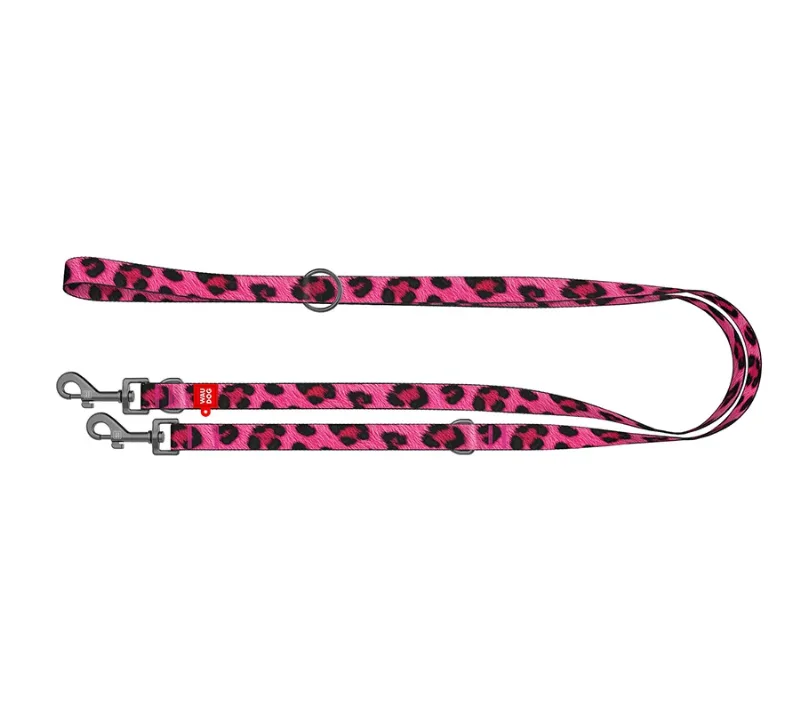 Поводок-перестежка для собак «Леопард розовый», M WAUDOG Nylon Pink Leopard