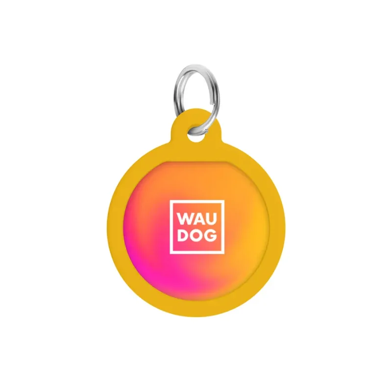 Адресник для собак і котів металевий, коло «Градієнт помаранчевий», S WAUDOG Smart ID Tag Orange Gradient