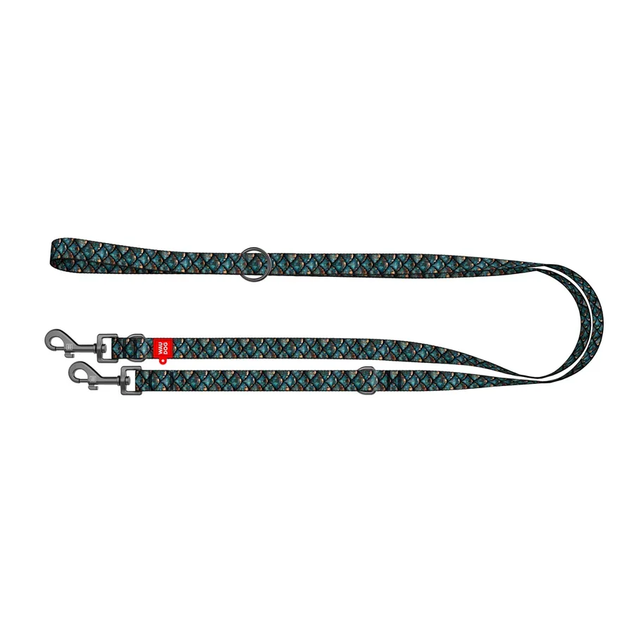 Поводок-перестежка для собак «Чешуя», M WAUDOG Nylon Adjustable Leash Scales