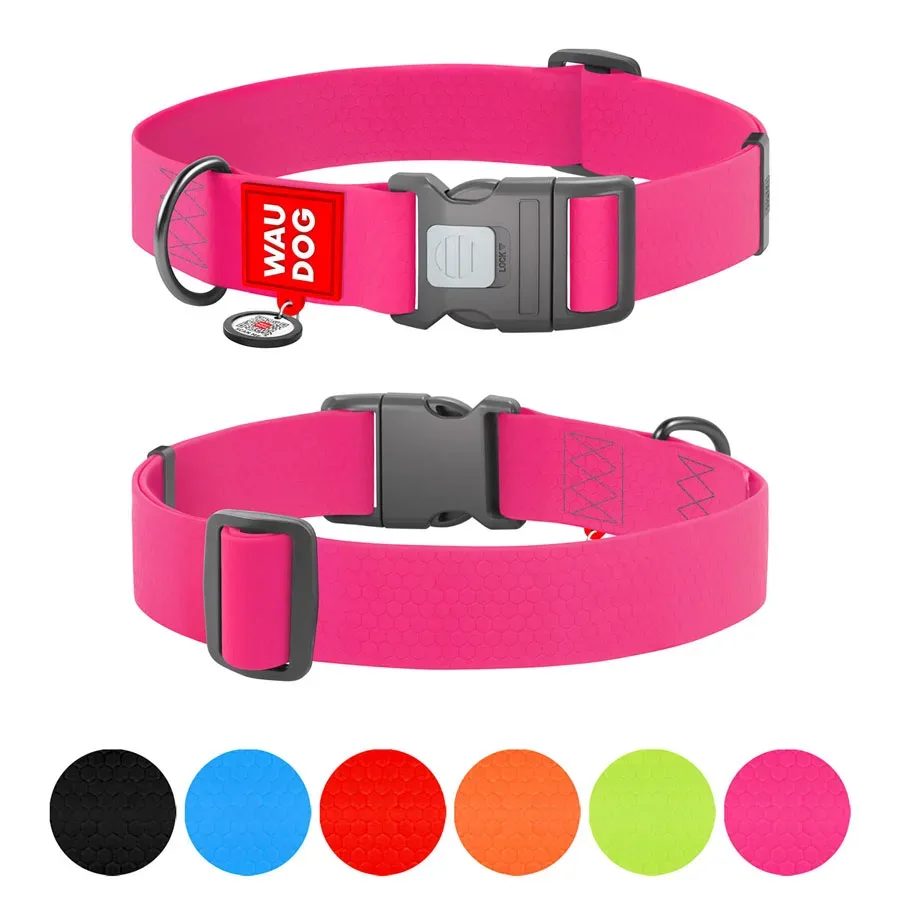 Нашийник для собак водостійкий, пластикова пряжка, XXL, рожевий WAUDOG Waterproof Collar