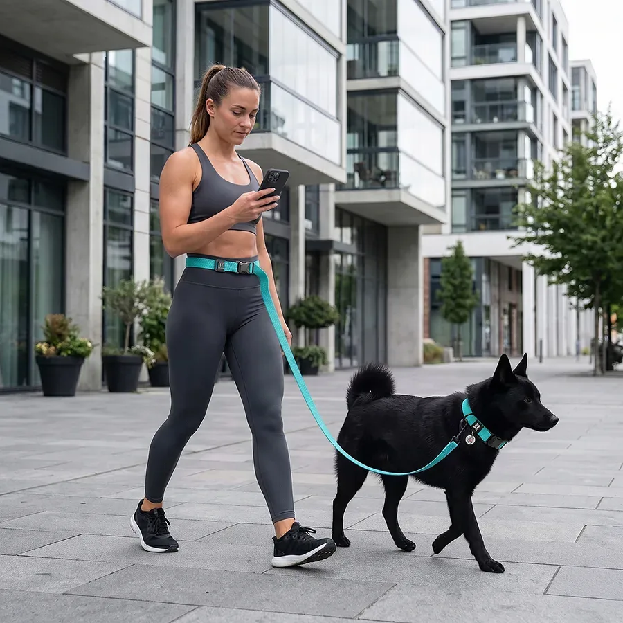 Повідець для собак регульований водостійкий, M, тіффані WAUDOG Magnet Adjustable Leash