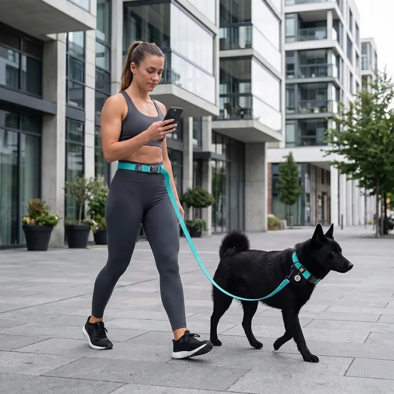 Повідець для собак регульований водостійкий, M, тіффані WAUDOG Magnet Adjustable Leash