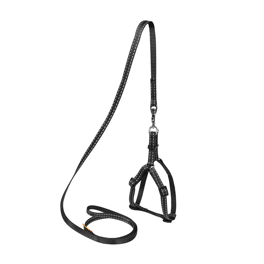 Шлея з нейлону регульована з повідцем, XS, чорний Dog Extreme Harness with Leash