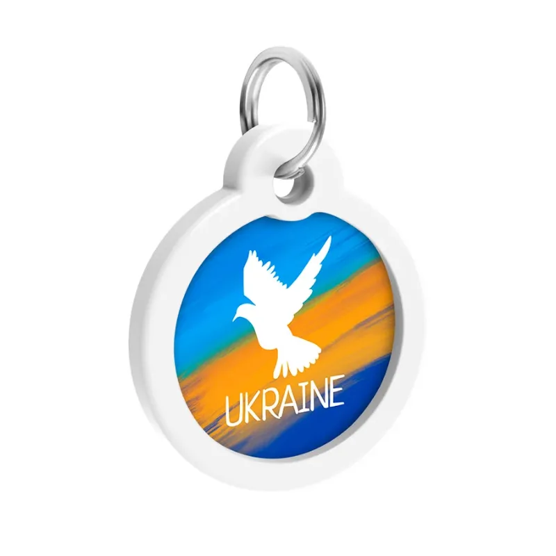 Адресник для собак і котів металевий, коло «Прапор», L WAUDOG Smart ID Tag Flag