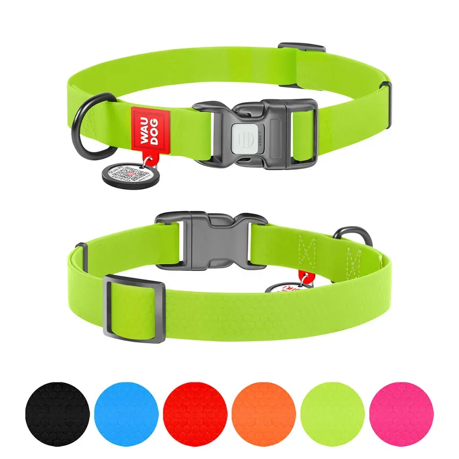 Ошейник для собак водостойкий, пластиковая пряжка, M, салатовый WAUDOG Waterproof Collar