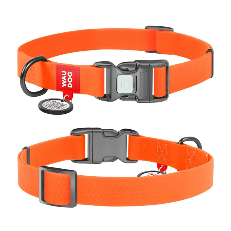Ошейник для собак водостойкий, пластиковая пряжка, M, оранжевый WAUDOG Waterproof Collar