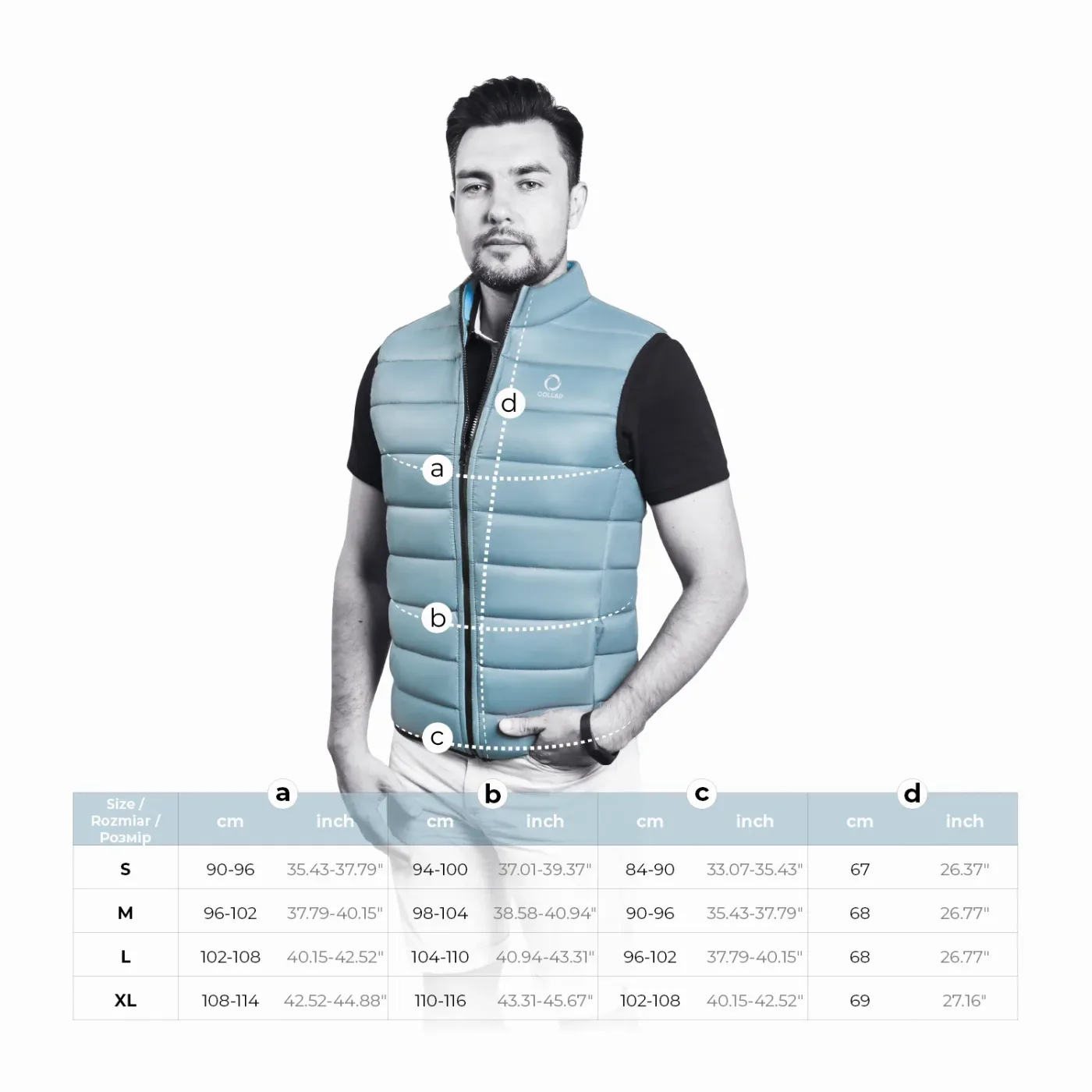 Жилет Vest чоловічий, S, чорно-салатовий Collar Vest