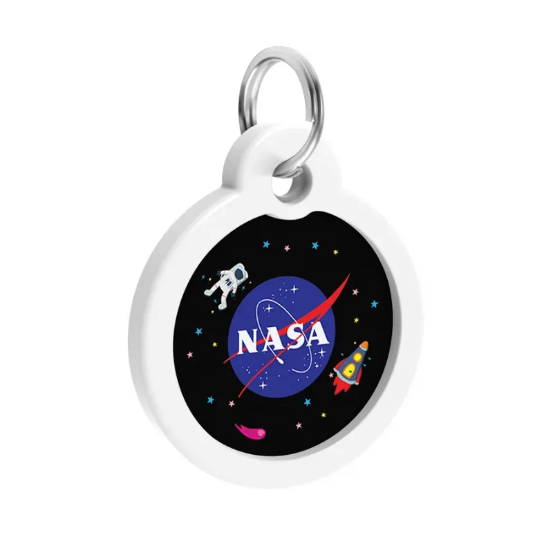 Адресник для собак и котов металлический, круг «NASA», L WAUDOG Smart ID Tag NASA