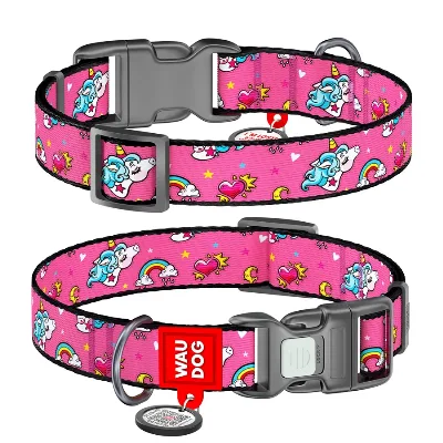 Ошейник для собак нейлоновый «Единороги», S WAUDOG Nylon Collar Unicorns