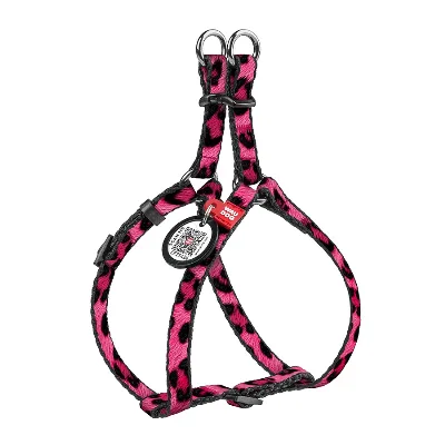 Шлея для котів та дрібних порід собак «Леопард рожевий», XS WAUDOG Nylon Harness Pink Leopard