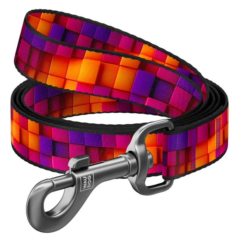 Повідець для собак нейлоновий «Куби 3Д», 20 мм × 122 см, M WAUDOG Nylon Leash 3D Cubes