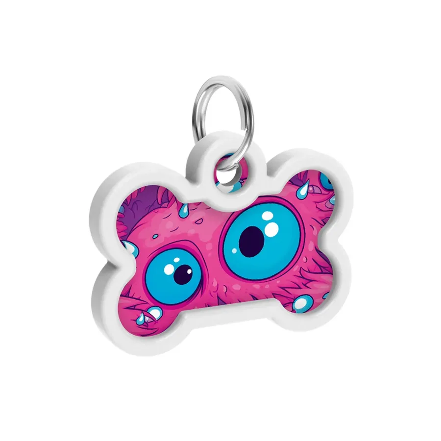 Адресник для собак і котів металевий, кістка «Око монстра», M WAUDOG Smart ID Tag Monster Eye