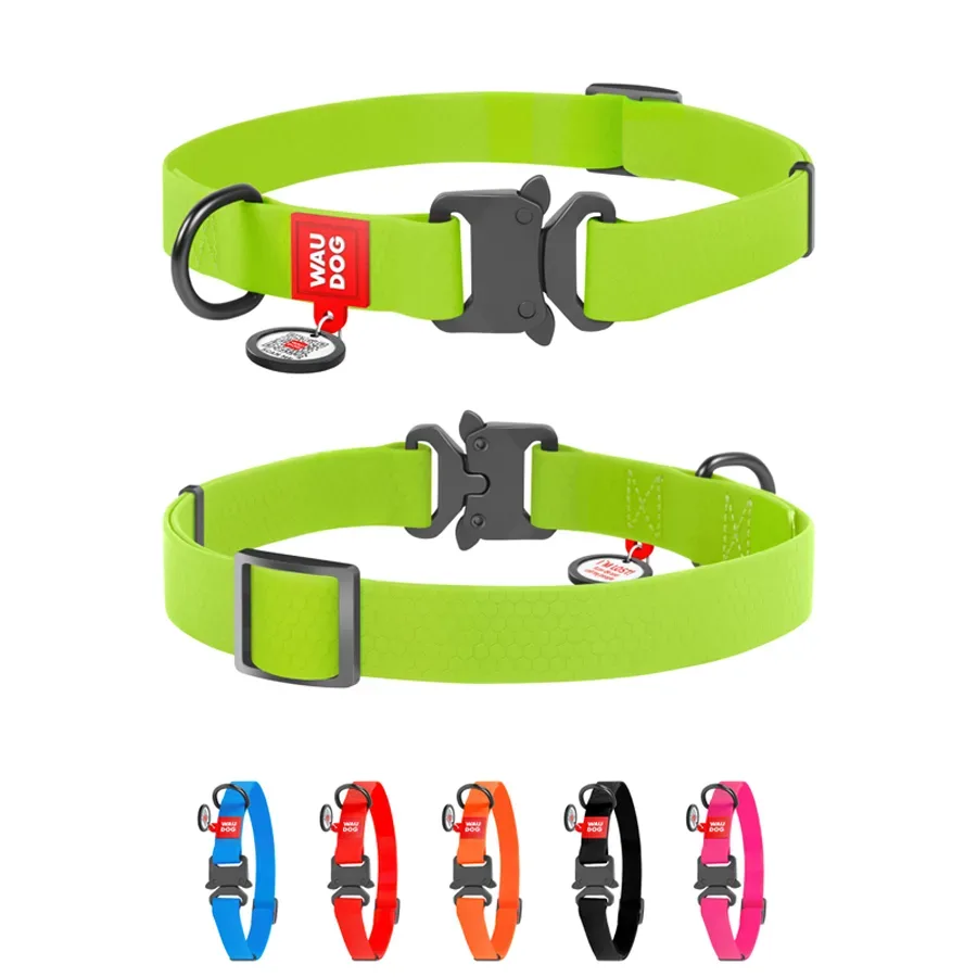 Ошейник для собак водостойкий, металлическая пряжка, L, салатовый WAUDOG Waterproof Collar