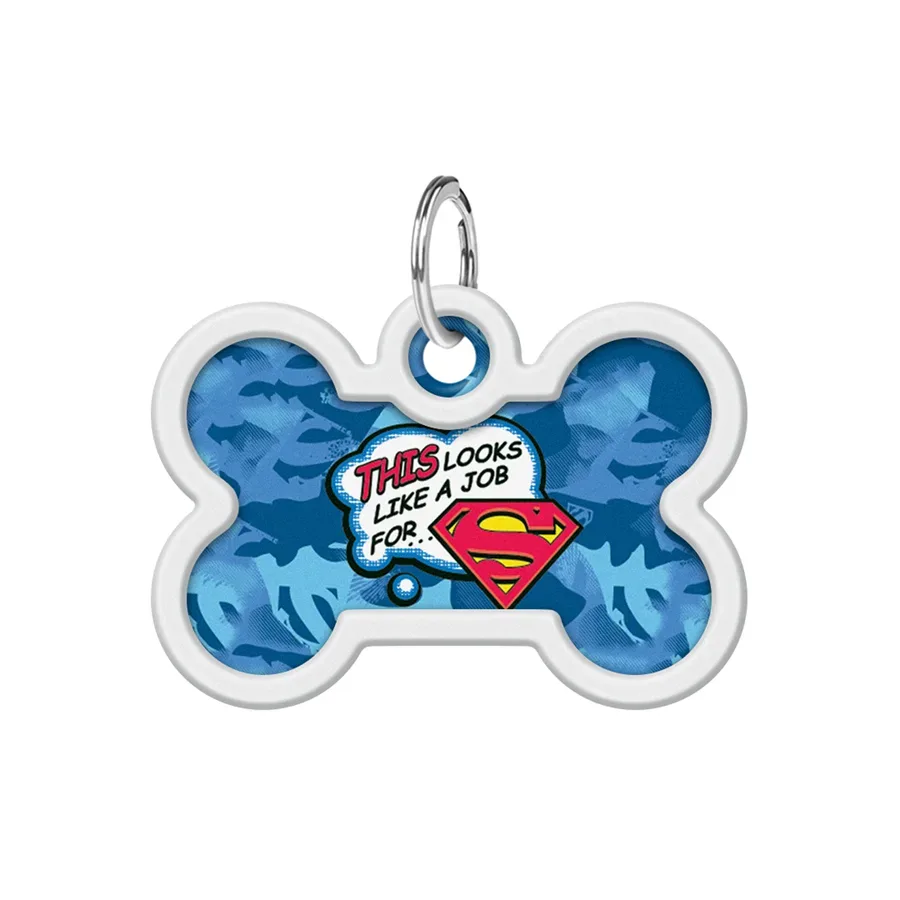 Адресник для собак і котів металевий, кістка «Робота для Супермена», M WAUDOG Smart ID Tag Job for Superman