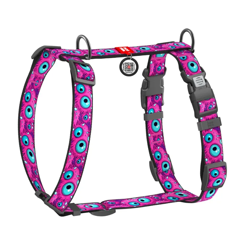 Шлея для собак анатомічна H-подібна «Око монстра», S WAUDOG Nylon Anatomic Harness Monster Eye