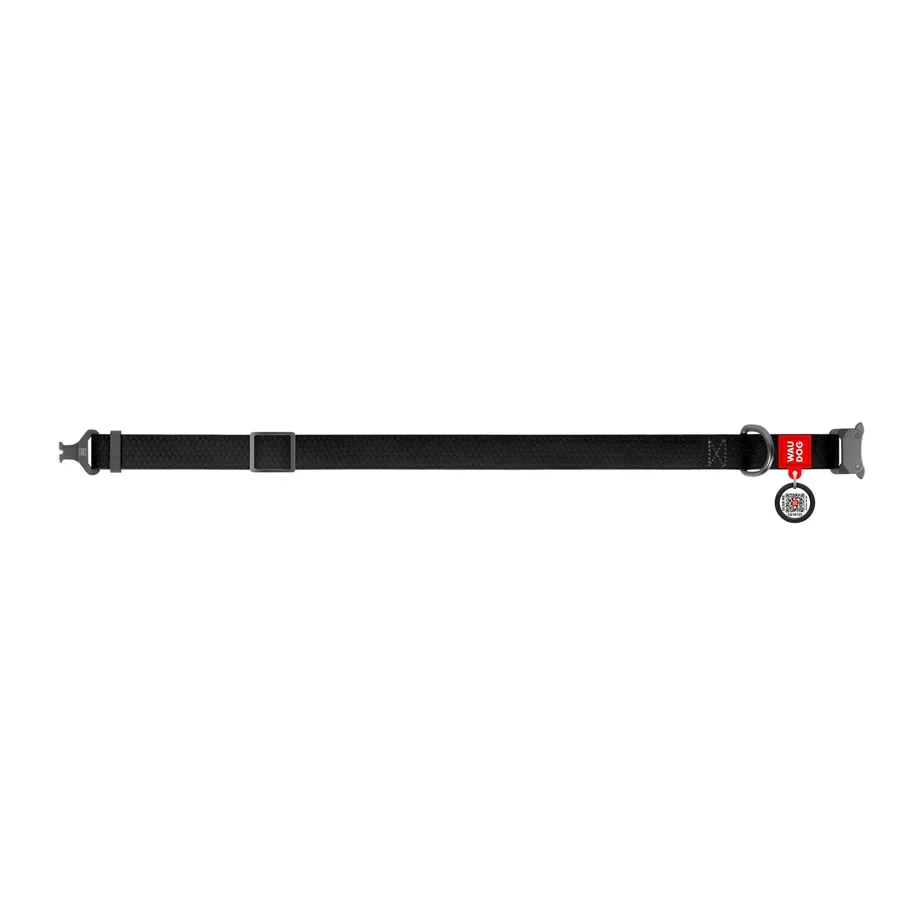 Нашийник для собак водостійкий, металева пряжка, M, чорний WAUDOG Waterproof Collar