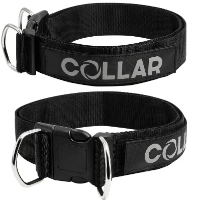 Ошейник нейлоновый "POLICE" №3 регулируемый на липучке, XL, черный Dog Extreme Police Collar