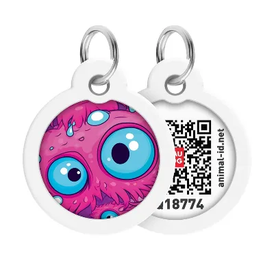 Адресник для собак і котів металевий, коло «Око монстра», L WAUDOG Smart ID Tag Monster Eye