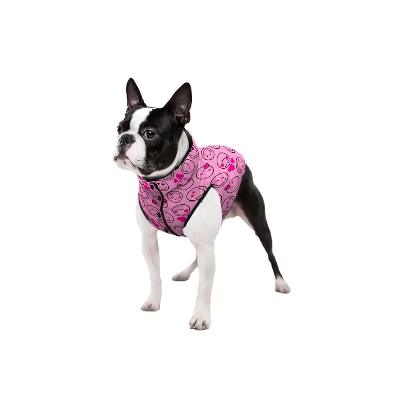 Курточка для собак «Смайлы на розовом», L65 WAUDOG Clothes Dog Jacket Smileys on Pink